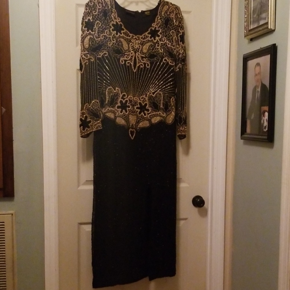 Black and gold evening gown